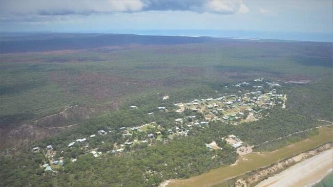 The fire burning on Fraser Island.