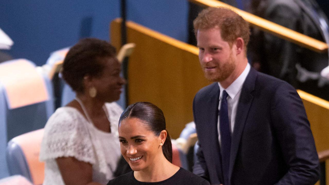 Harry and Meghan at the United Nations headquarters. Credit: AFP