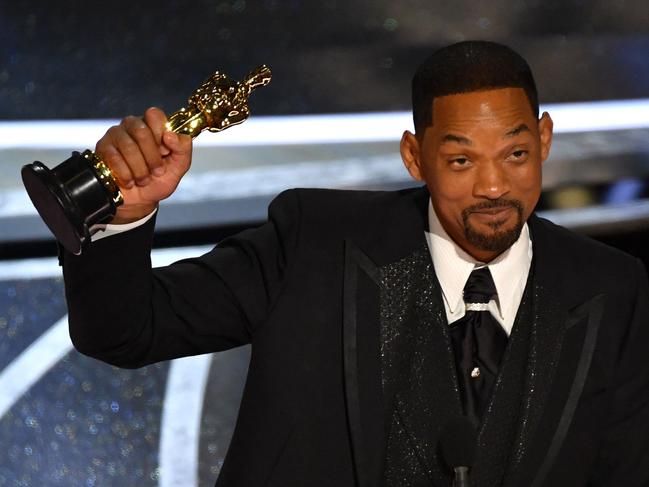 Will Smith made a tearful acceptance speech after his Oscar win. Picture: AFP