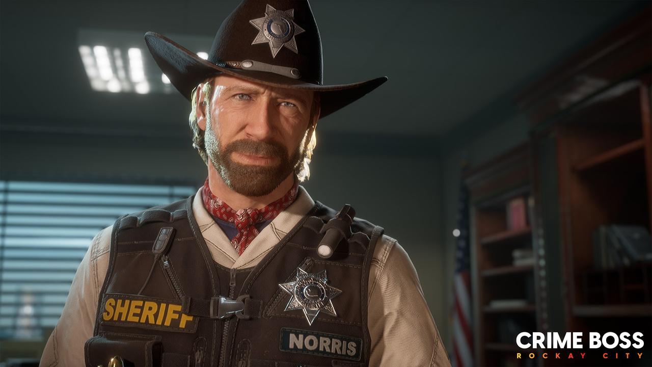 Crime Boss has a star-studded Hollywood cast, including Chuck Norris in the role of the town sheriff. Picture: 505 Games