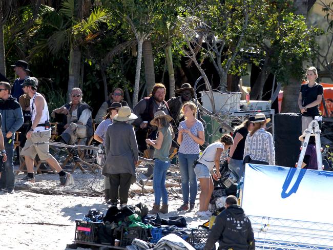 Cast and crew waiting, and waiting and waiting between takes on the set of Pirates of the Caribbean: Dead Men Tell No Tales at The Spit. Pics Tim Marsden