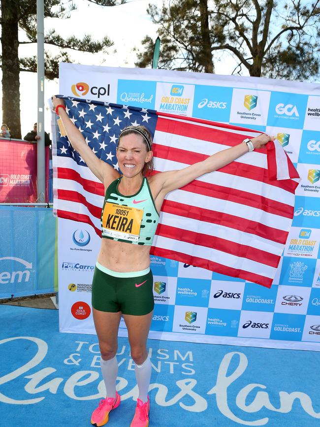 Gold Coast Marathon 2023 Winner of Female Half Marathon KEIRA D'AMATO. 1 July 2023 Southport Picture by Richard Gosling