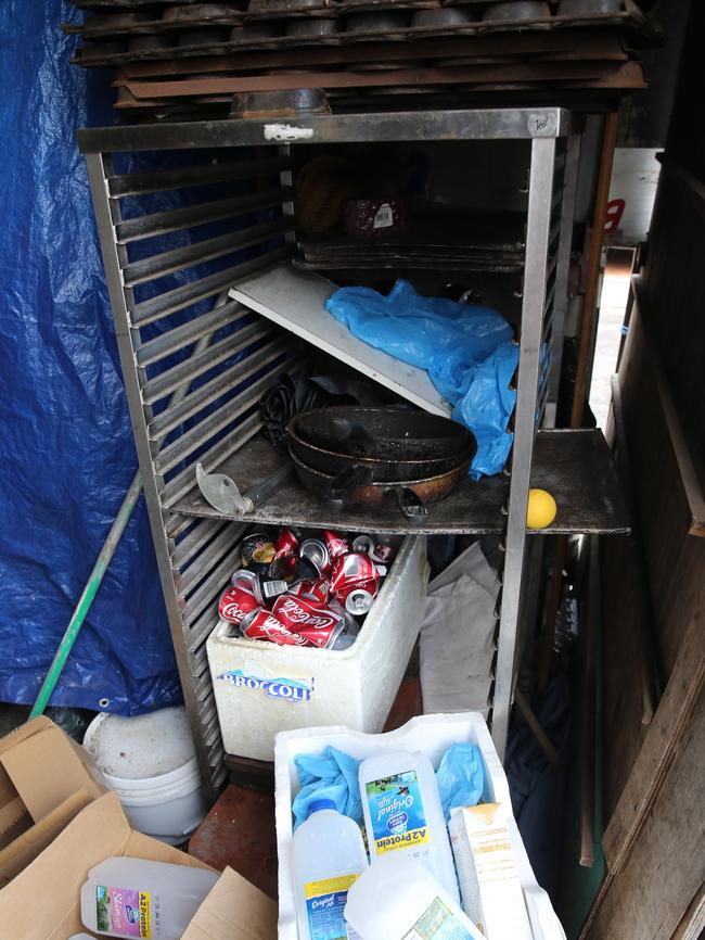 Cooking utensils and soft drinks cans at the bakery today.