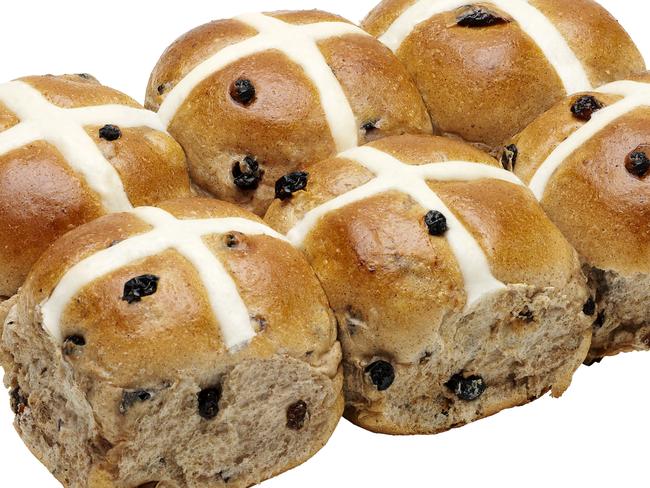 Baker’s Delight’s traditional raisin-dotted hot cross buns.
