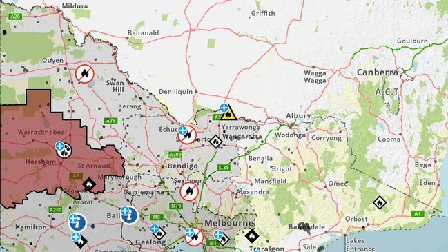 The VicEmergency App at 11.10am. Picture: Supplied