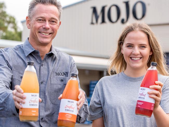 Mojo Beverages' marketing team Andrew Buttery and Adelaide Davison. Picture: News Corp Australia