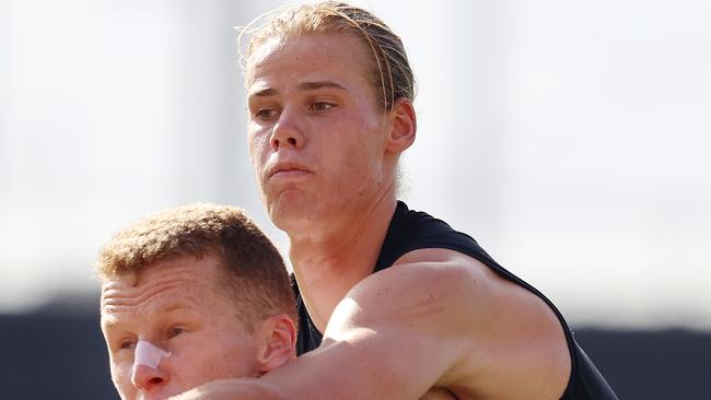 Young ruckman Tom De Koning showed plenty late in the season. Picture: Michael Klein