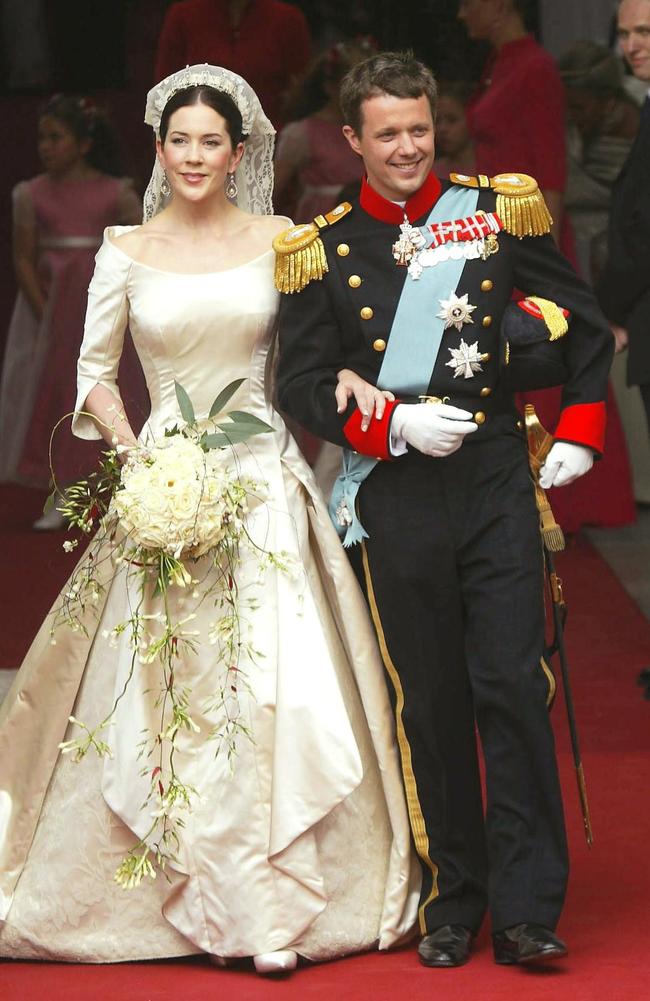 Princess Mary and Crown Prince Frederik tied the knot in Copenhagen Cathedral on May 14, 2004. Photo: Rick Stevens/AFP