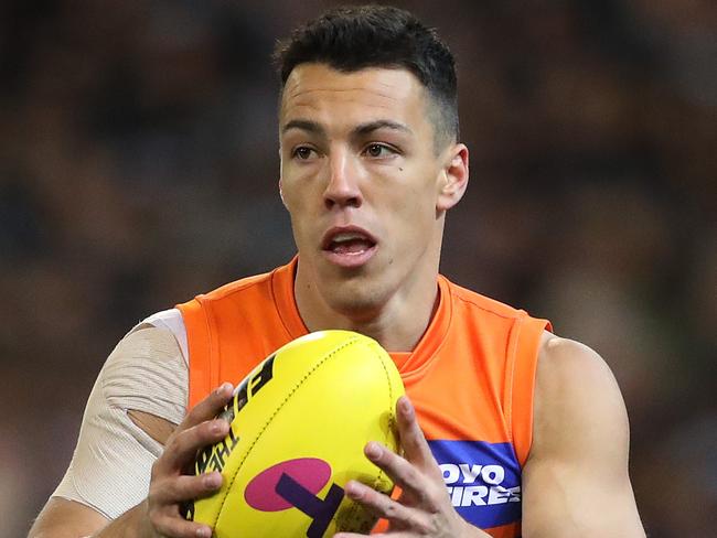 Giants Dylan Shiel during AFL Semi Final match between the GWS Giants v Collingwood at the MCG. Picture. Phil Hillyard