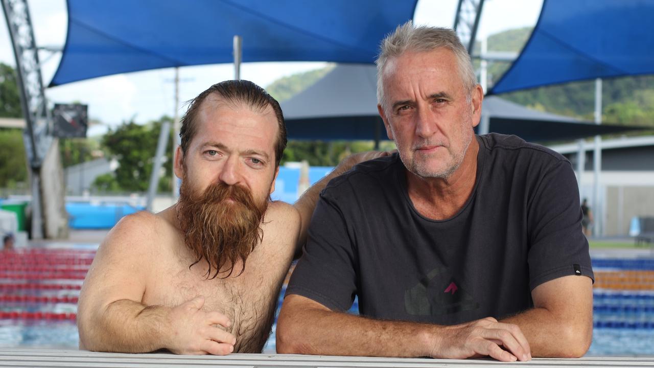 Paralympian Grant 'Scooter' Patterson and coach Herbie Howard at Tobruk Pool in Cairns.