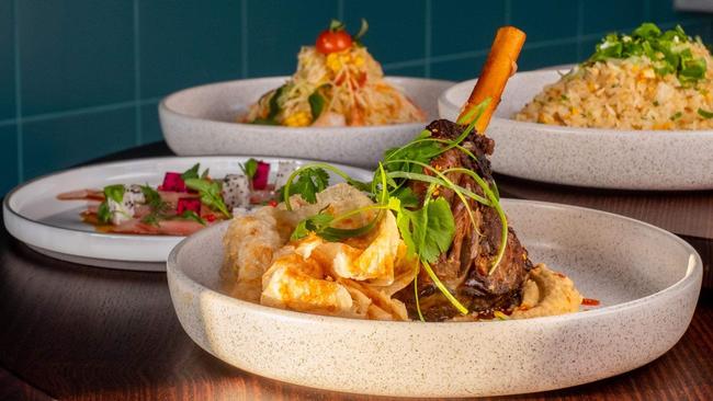 Chinese spiced lamb shank and other dishes at Blue Rose, Henley Beach.