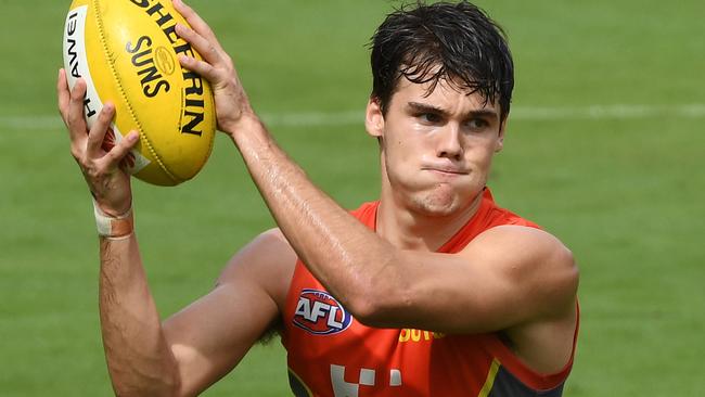 Jack Bowes in action at Gold Coast training. Picture: AAP Images