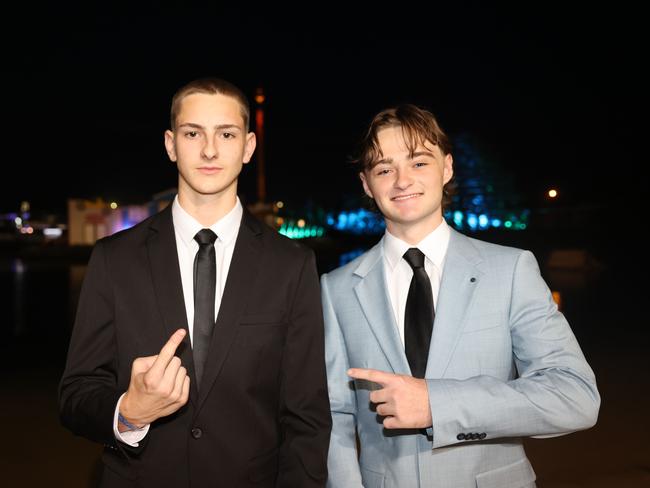 Max Howard and Alex Cunningham at the Southport State High School Formal at SeaWorld. Picture, Portia Large.