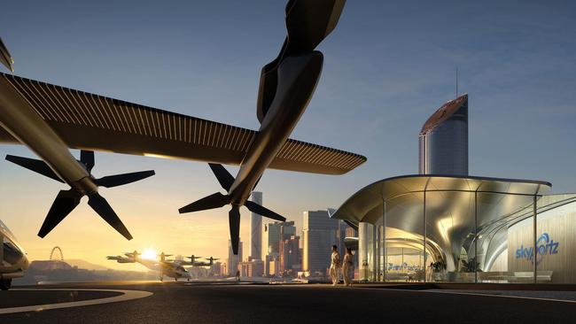 An artist's impression of the new Vertiport on the Brisbane River. Picture Supplied