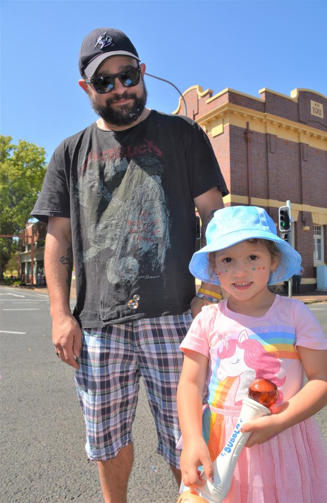 At the 2023 Grand Central Floral Parade are Anthony and Abigail Porter. Picture: Rhylea Millar