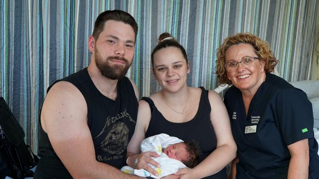 New parents Scott Stokes and Chaia Morley have just started their breastfeeding journey with baby Maia Stokes. The family is pictured with lactation consultant Nicole Audas.