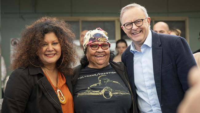 Prime Minister Anthony Albanese with the Assistant Minister for Indigenous Australians, Malarndirri McCarthy with supportersof the Uniting Church's Yes23 campaign. Picture: NCA NewsWire / Monique Harmer