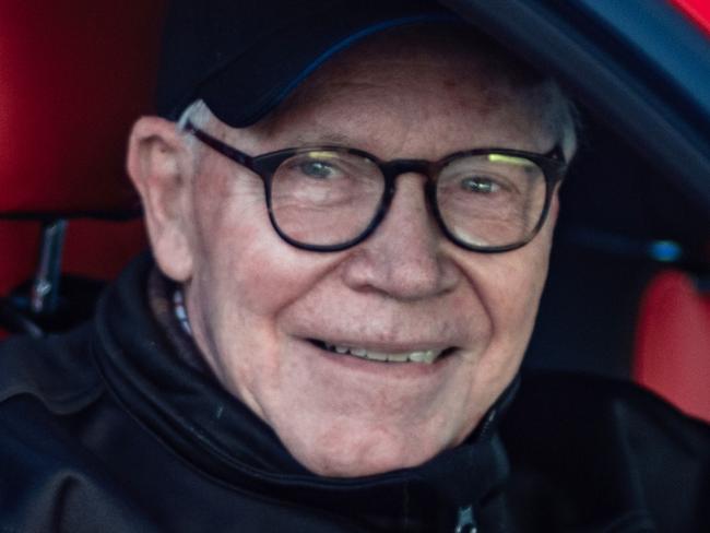 Allan Moffat photographed in August 2019. The 79-year-old was honoured by the creation of a Ford Mustang that celebrates the 50th anniversary of the car that catapulted him to greatness and carried him to some of his most memorable wins. The celebration replica of the Coca-Cola Mustang is a product of Tickford in Melbourne and is based on the current showroom Ford.