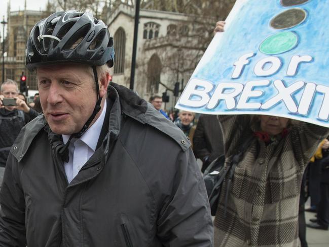 Brexiteer Boris Johnson outside the Houses of Parliament last week. Picture: AP