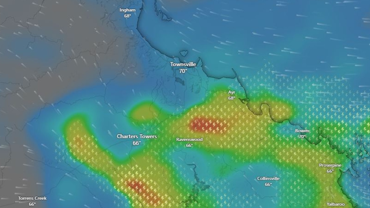 Rainfall predictions for Monday, October 14, by Windy.com