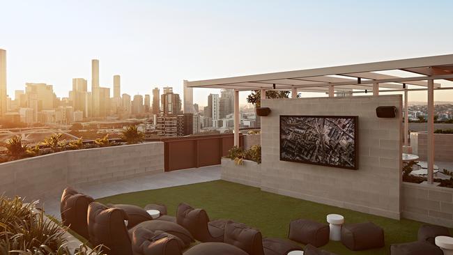 Rooftop amenities at The Ambrose in Milton by Kokoda Property. Image supplied by Kokoda Property.