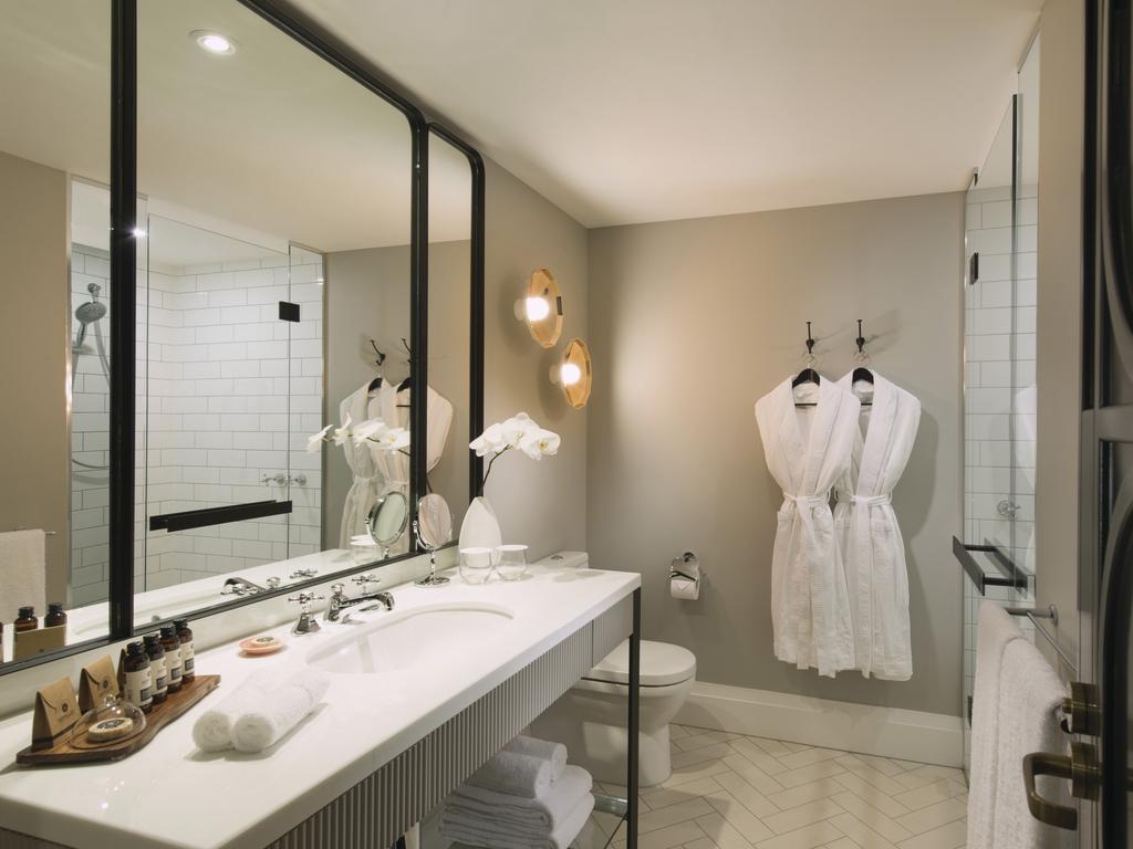 Plush robes and delicious bathroom products … it’s time to bring a little five-star hotel luxury into your home. Picture: Mayfair Hotel, Adelaide.