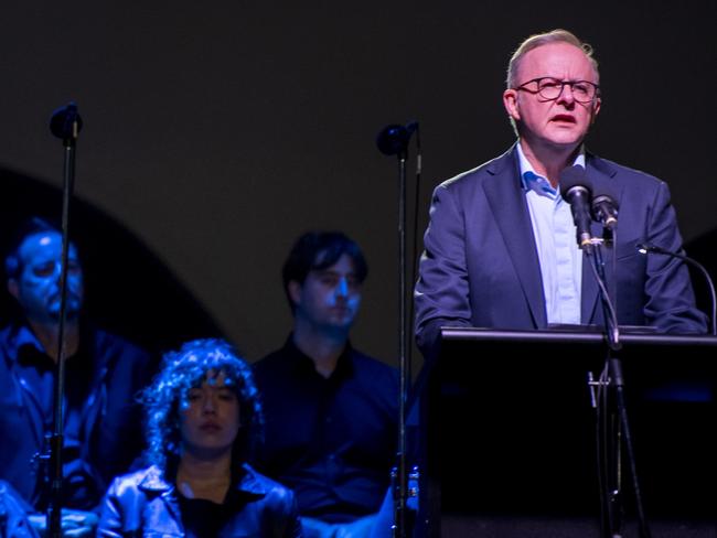 Anthony Albanese spoke at the candlelight vigil at Bondi Beach for the victims of the Bondi Junction tragedy. Anthony Albanese pictured, Picture: Monique Harmer