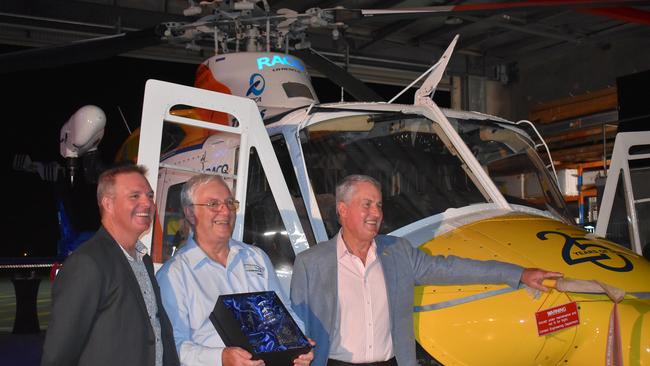 RACQ CQ Rescue board chairman Chris Wright, director Dr Peter Bastable, director and Mackay mayor Greg Williamson at RACQ CQ Rescue's Silver Jubilee celebrations on Friday, April 9, 2021. Picture: Tara Miko