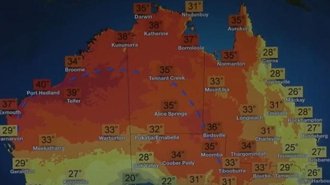 Temperatures are expected to rise across Australia, with some capital cities forecast to reach above 30C. Picture: Bureau of Meteorology