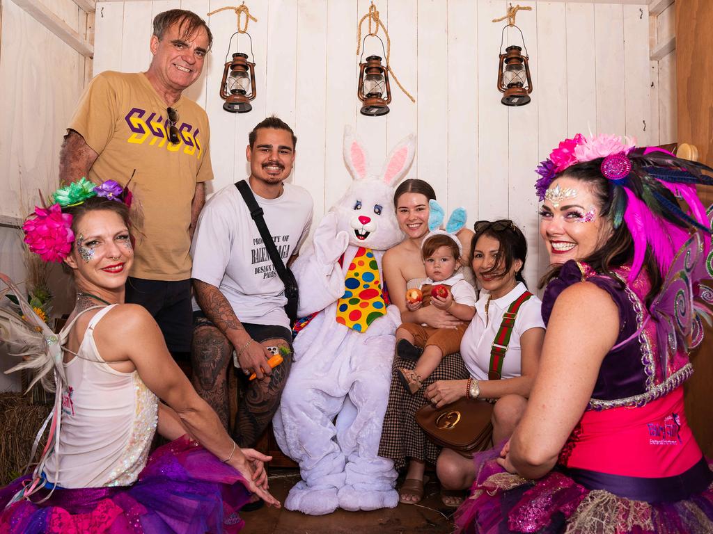 Justin and Kayne Hughes and baby Morris have fun with Fairy Jill and Fairy Tony. Picture: Pema Tamang Pakhrin