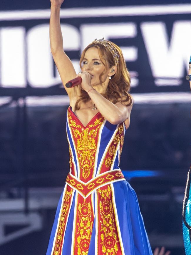 Now - Geri Halliwell performs with the Spice Girls in Dublin, Ireland. (Photo by Dave J Hogan/Getty Images)