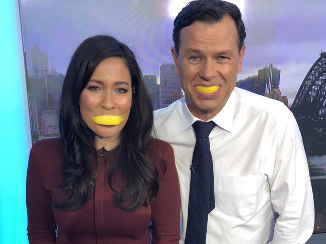 Channel 7 presenters Mel McLaughlin and Mark Ferguson this week accepted Annabelle’s Lemon Face Challenge.