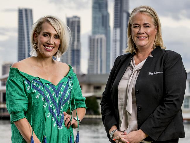 ### ON HOLD ###Gold Coast Bulletin Women of the Year campaign. Gold Coast identities,  Nicolle Edwards, Emily Jade O'Keefe and  Rebecca Frizelle  against the Gold Coast skyline.  Picture: Jerad Williams