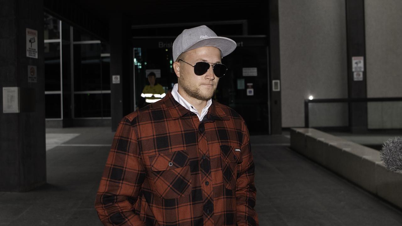 Trent Thorburn, the foster brother of murdered 12-year-old schoolgirl Tiahleigh Palmer, leaves Brisbane Coroners Court yesterday. Picture: Dan Peled/NCA NewsWire