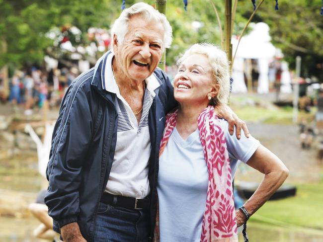 Bob Hawke and wife Blanche d'Alpuget at the 2019 Woodford folk festival. Picture: Supplied