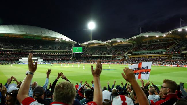 Fans watch the second Ashes Test at Adelaide Oval in 2017. Picture: Cameron Spencer/Getty Images)