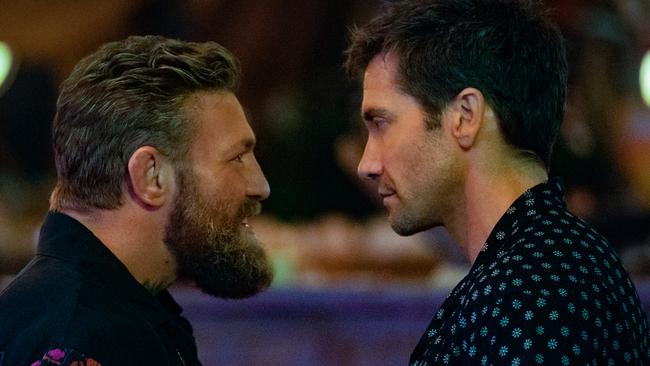 Conor McGregor and Jake Gyllenhaal in a scene from the movie Road House.