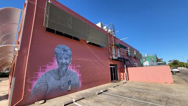 A mural of Fay Miller AM has been installed in Katherine by Proper Creative, as part of the Big Rivers Portrait Series Katherine Street Arts.