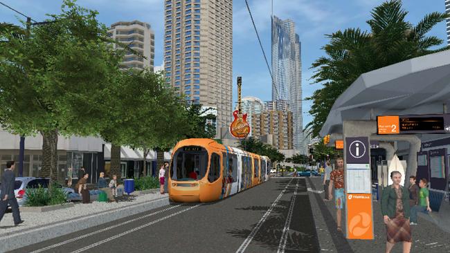 How the trams would look in Surfers Paradise.