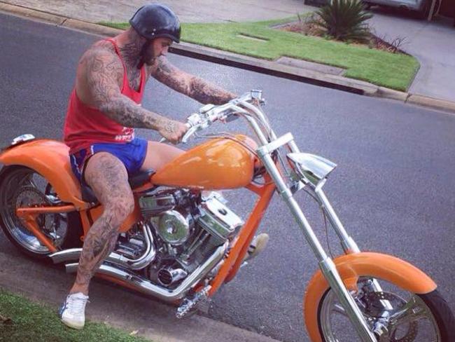 Rebels chapters from all over Australia gathered with Davey’s family to farewell the bikie.