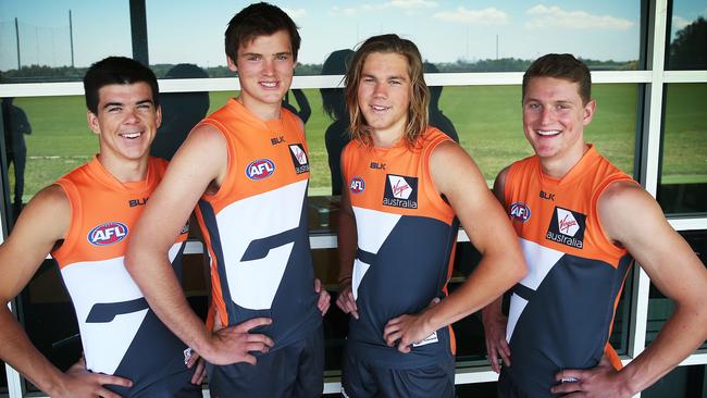 Matt Kennedy, Matt Flynn, Harrison Himmelberg and Jacob Hopper were drafted from the GWS Giants academy in 2015. Picture. Phil Hillyard