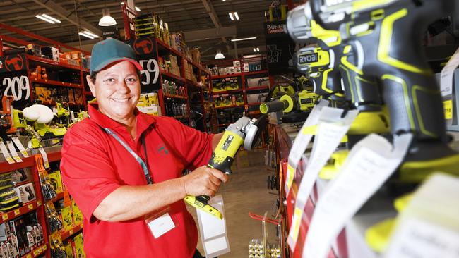 Bunnings Opening, The new Bunnings store on the Stuart Highway will open its doors to Darwin along with Big Kev on grounds, In the tool Dept Toni Stehbens. Picture Katrina Bridgeford.