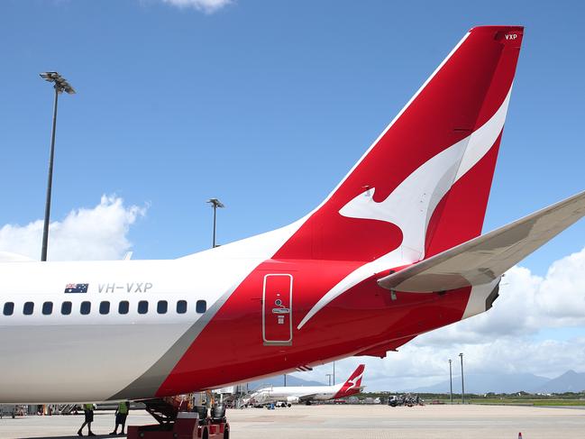 A Qantas Boeing 737 at Cairns Airport. Picture: Brendan Radke