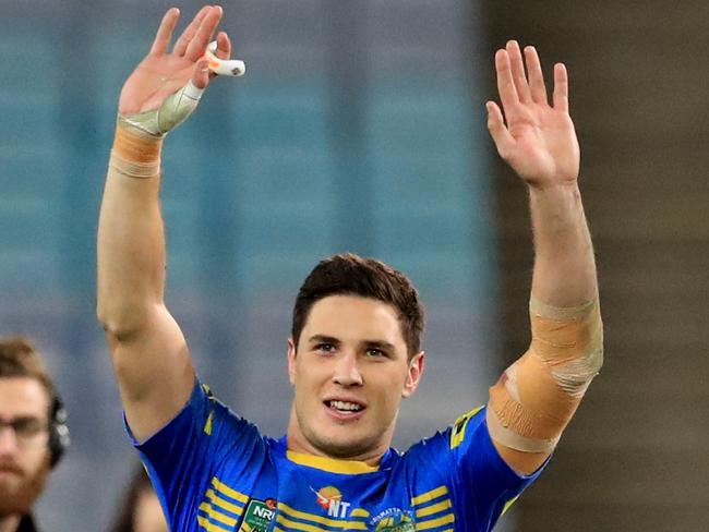 Mitchell Moses thanks the Eels fans.