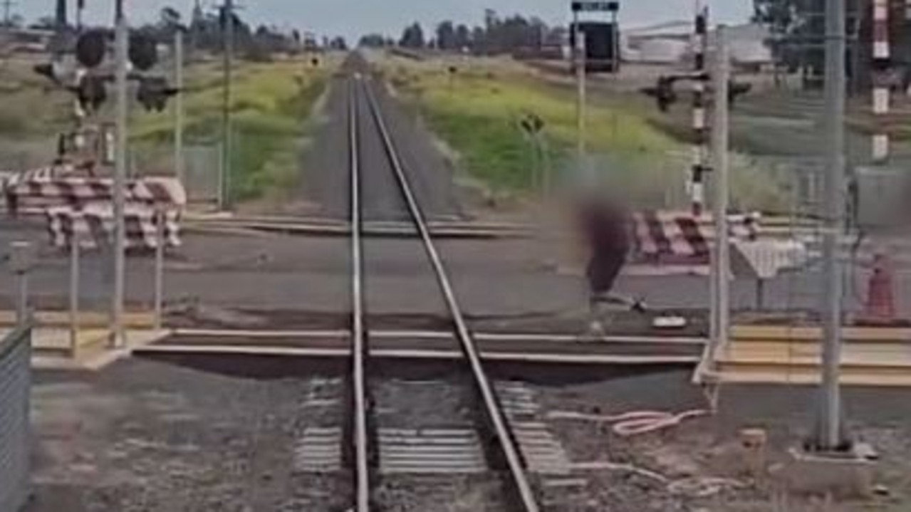 Concerning footage has been released of a Dalby man running in front of a path of an oncoming train. Picture: Aurizon