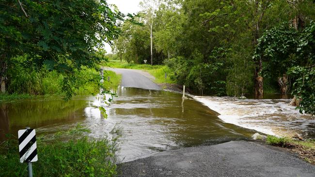 Flooding over Barrie Lane at Homebush, near Mackay, at midday on Wednesday, December 30, after days of heavy rain. Picture: Heidi Petith