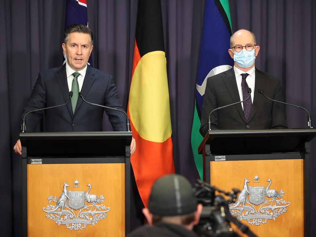 Health Minister Mark Butler and CMO Paul Kelly. Picture: Gary Ramage/NCA NewsWire