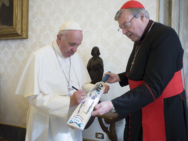 Pope Francis and Cardinal George Pell at the Vatican in 2015.