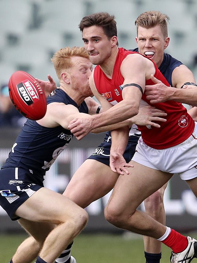 Tom Schwarz in action for North Adelaide. Picture: Sarah Reed