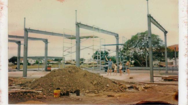 Col Searle and his sons inspect the start of construction at the corner of Shakespeare St and Nebo Rd in September 1979. Picture: contributing